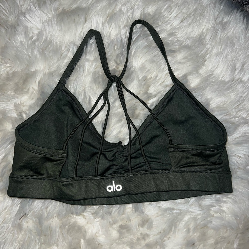 ALO Yoga sunrise sports bra forest green
